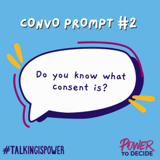 A speech bubble that asks, "Do you know what consent is?"