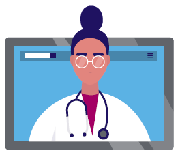 An icon of a provider popping out of a computer screen. 