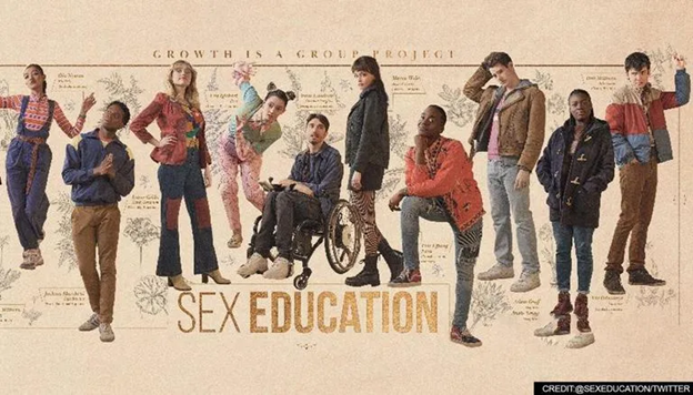 A promotional photo of the cast of Season Three of Netflix's Sex Education. 