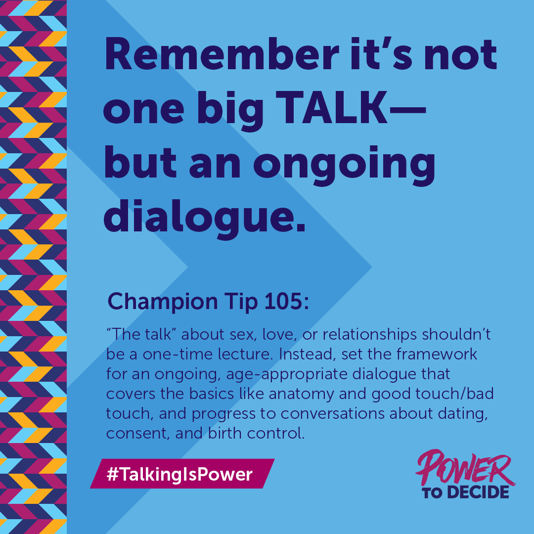 #TalkingIsPower Champion Tip 105, "Remember it's not ONE big talk but an ongoing dialogue."