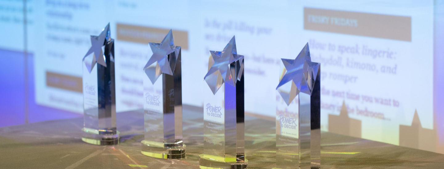 an image of the awards lined up on a table
