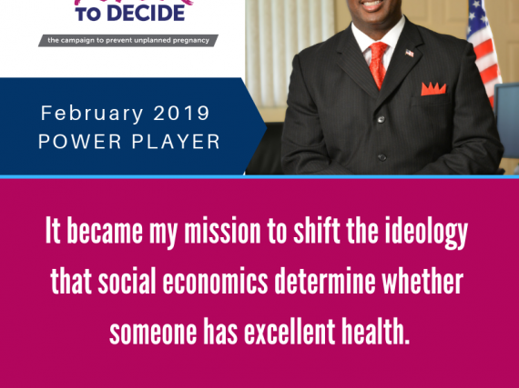 Headshot of Swannie Jett with a quote, "It became my mission to shift the ideology that social economics determine whether someone has excellent health."