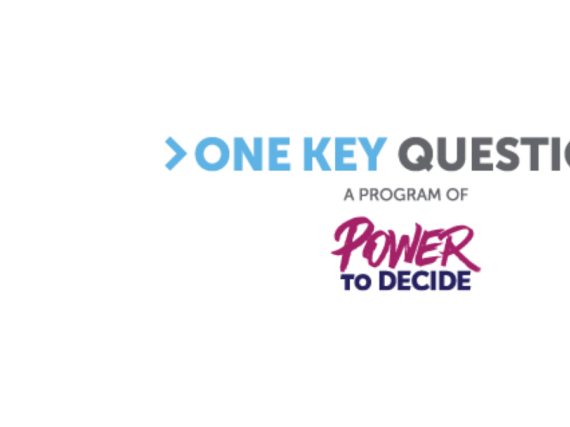 The logo of One Key Question on top of the logo of Power to Decide
