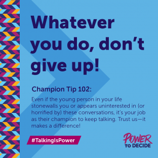 A champion tip "Don't give up!"