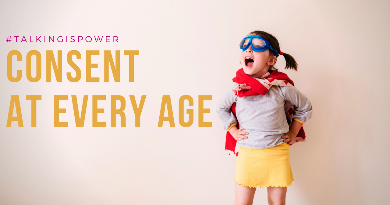 A young girl in a superhero costume "#TalkingIsPower: Consent At Every Age"