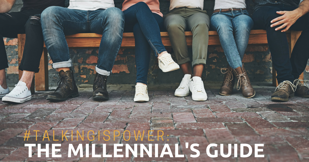 A group of friends on a bench "#TalkingIsPower: The Millennial’s Guide"