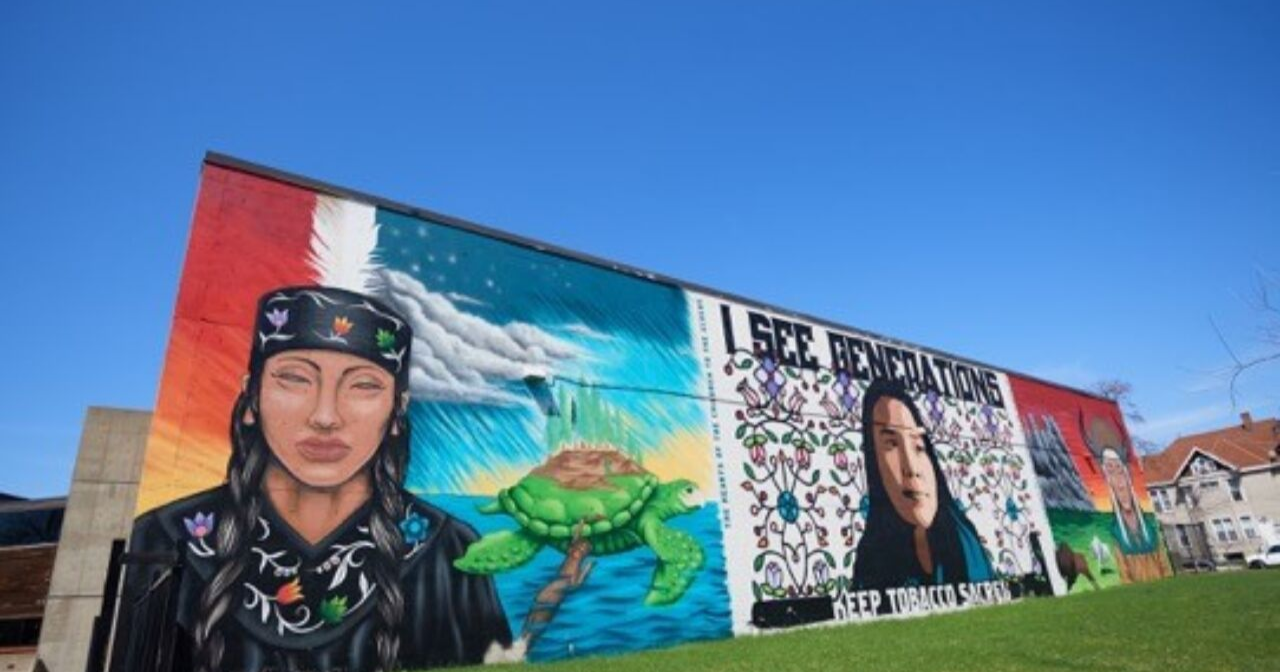 a mural of Indigenous women