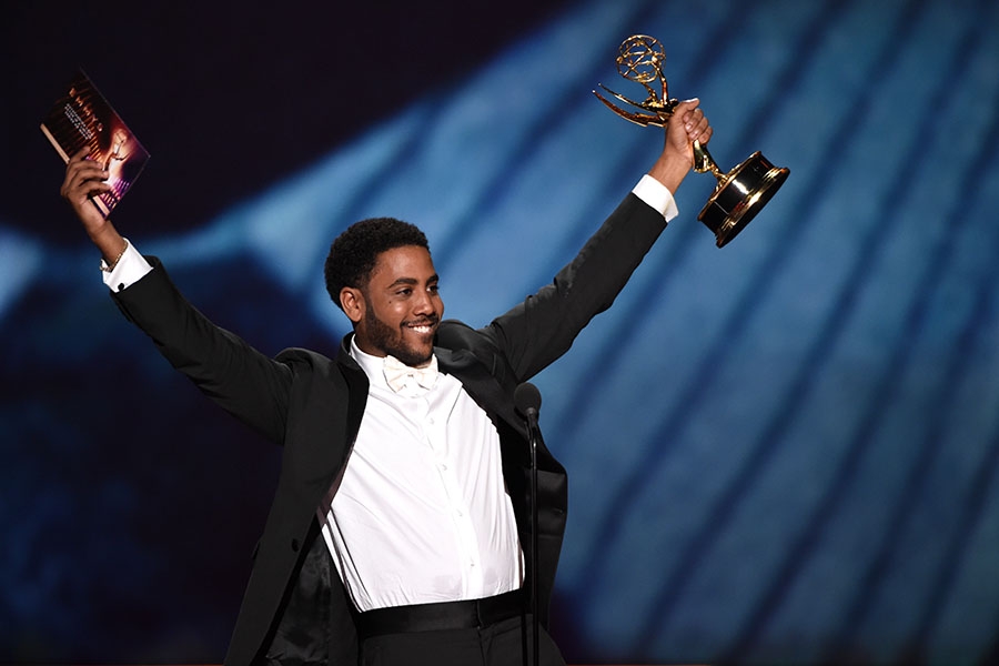 Jharrel Jerome accepts his award at the 71st Emmy Awards.