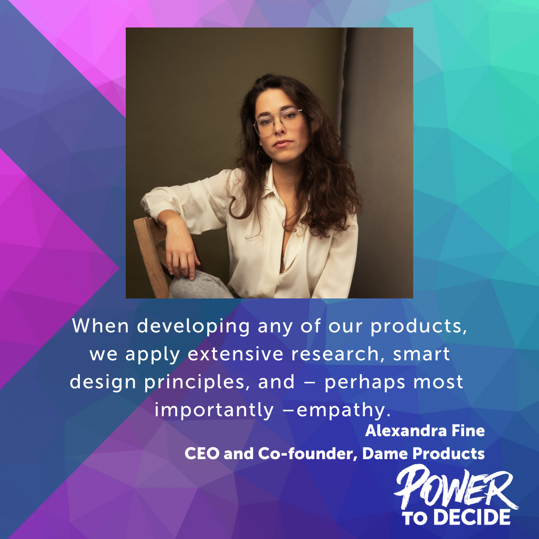 A headshot of Fine with a quote from the interview, "When developing any of our products we apply extensive research, smart design principles, and -- perhaps most importantly -- empathy."