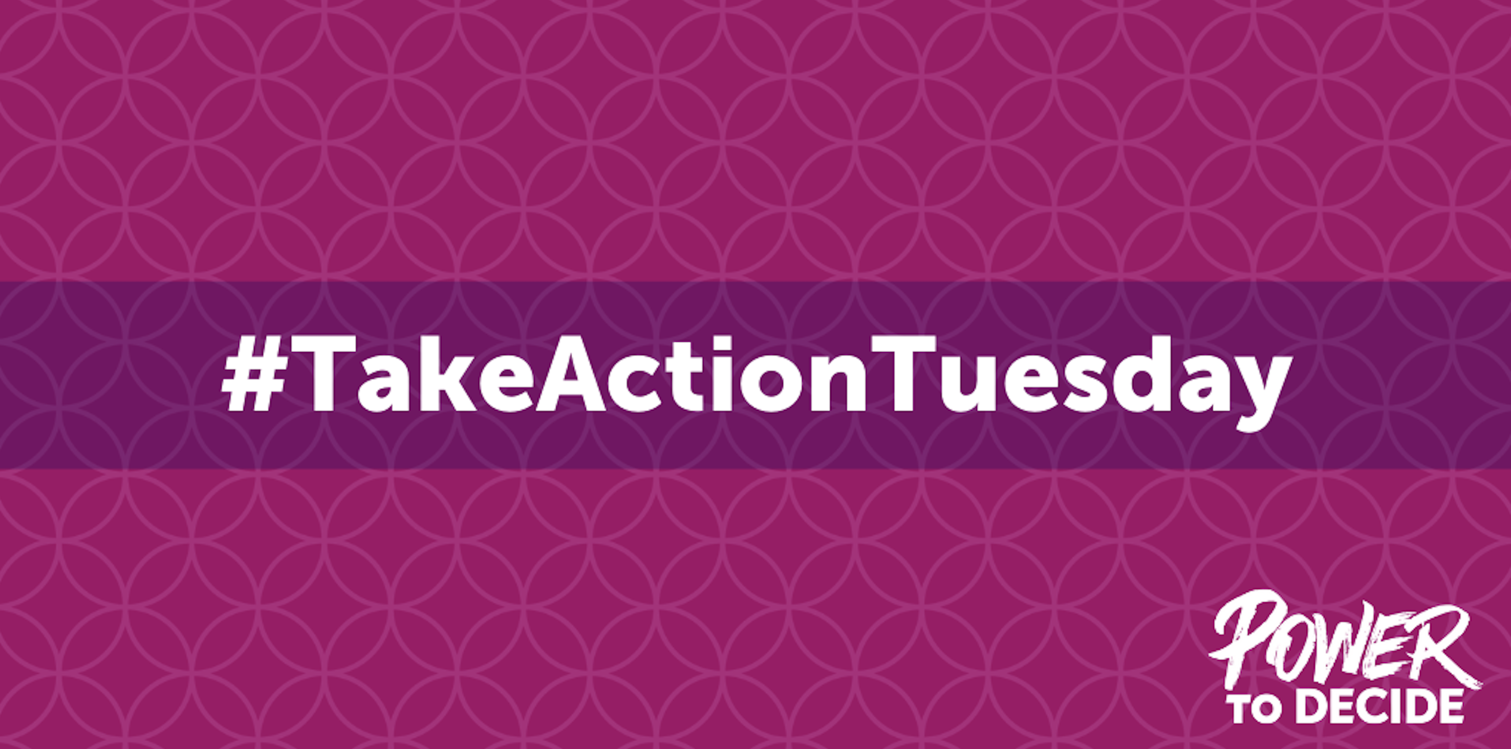 A purple card reading #TakeActionTuesday