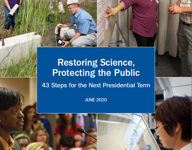 The cover of the memo series and its title, "Restoring Science, Protecting the Public."