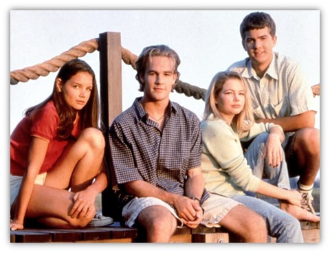 The cast of Dawson's Creek in a posed publicity photo. 