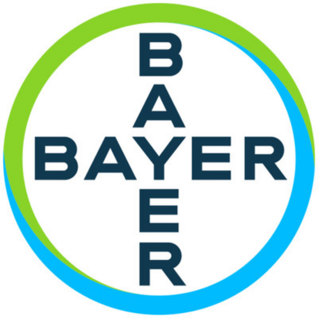 The logo for Bayer. 