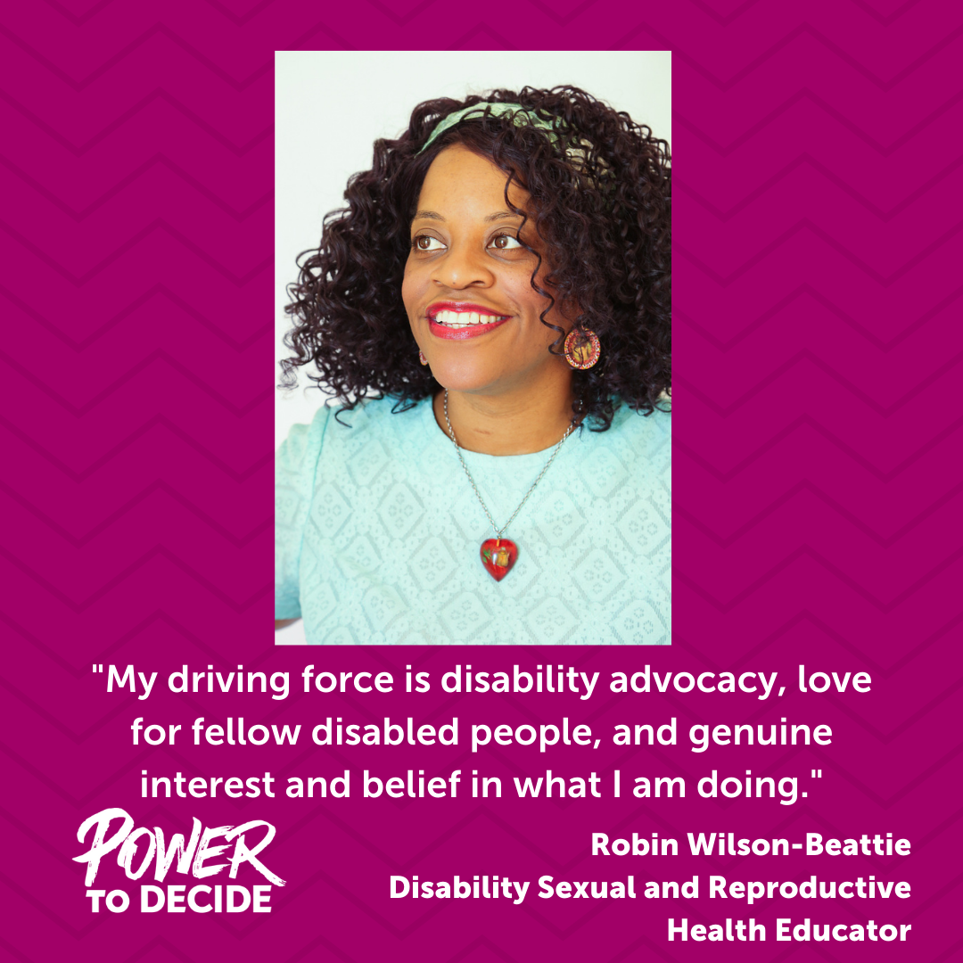 A photo of Wilson-Beattie and a quote from the interview, "My driving force is disability advocacy, love for fellow disabled people, and genuine interest and belief in what I am doing."