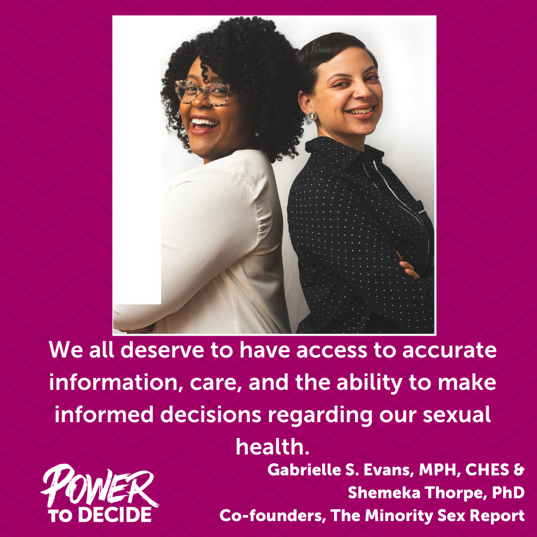 An image of the cofounders of Minority Sex Report and a quote from the interview, "We all deserve to have access to accurate information, care, and the ability to make informed decisions regarding our sexual health."