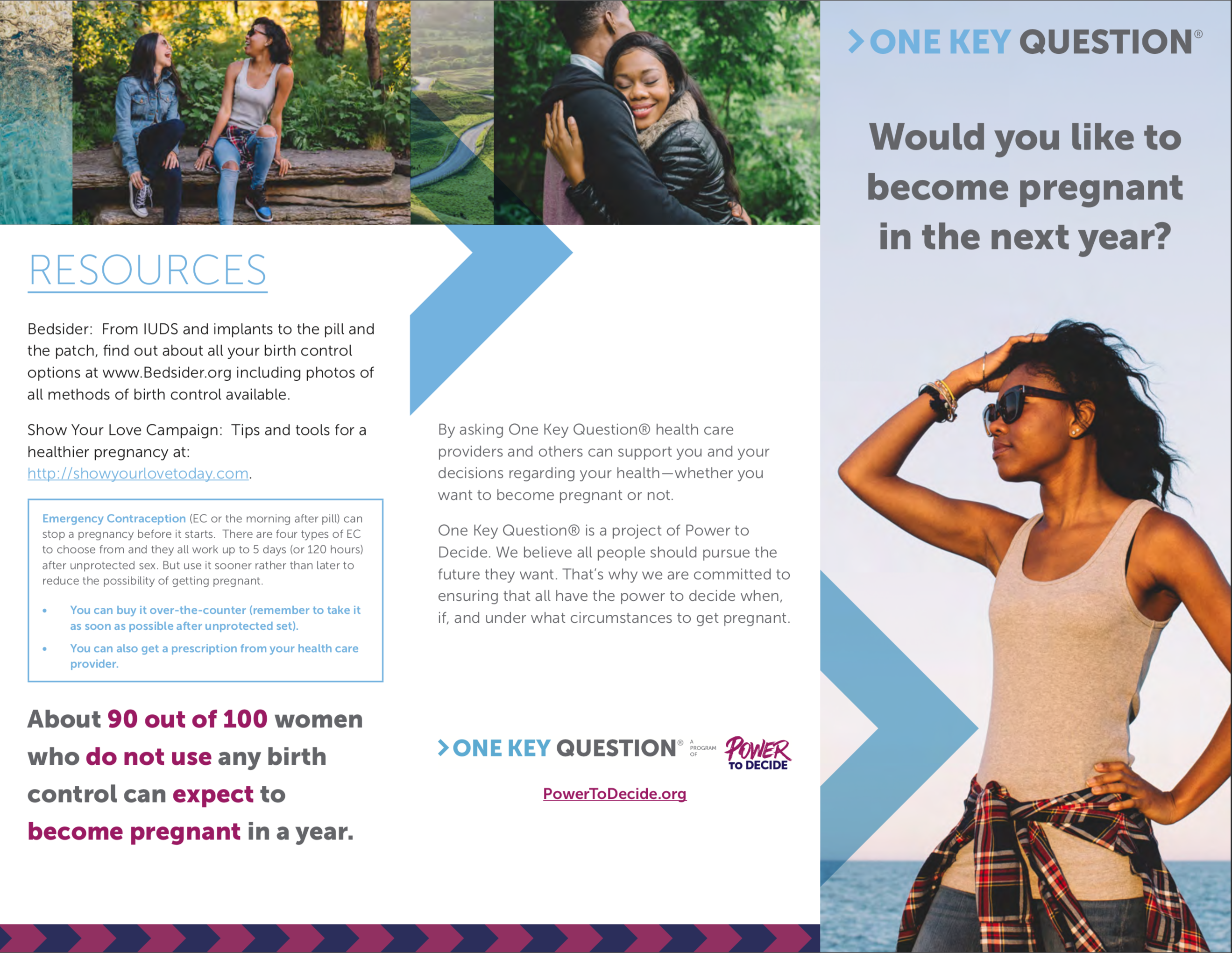 A screenshot of the One Key Question brochure