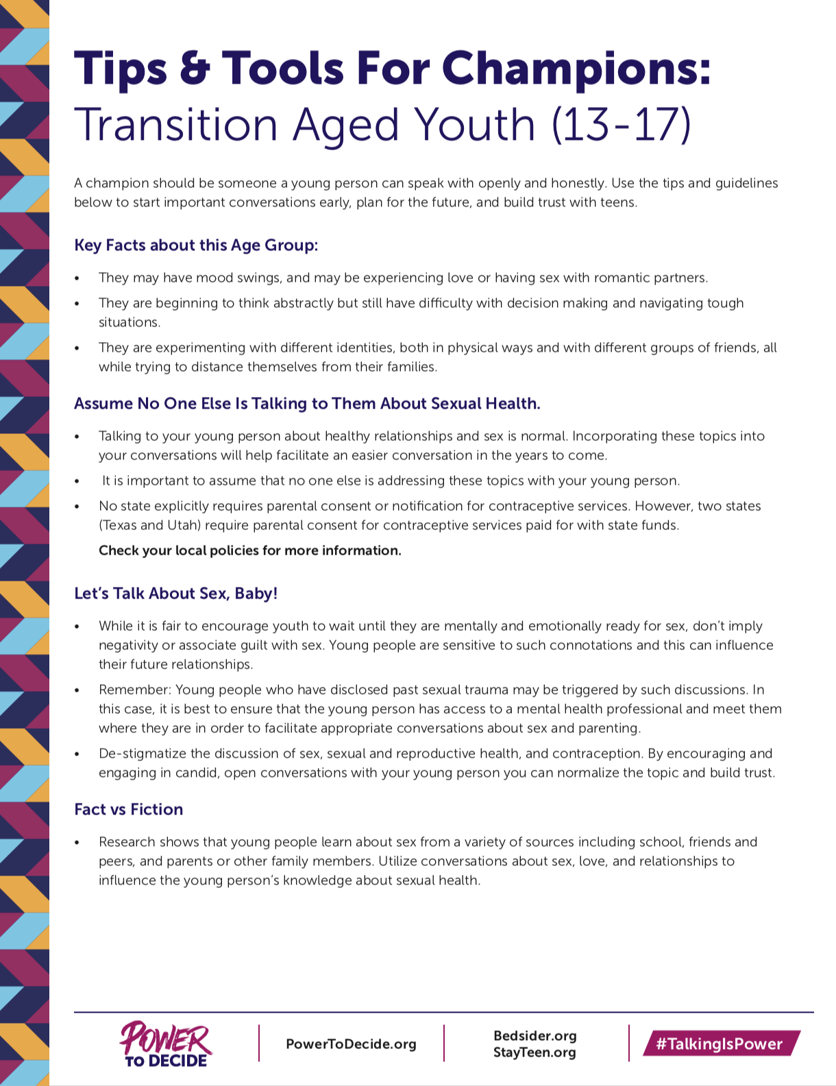#TalkingIsPower: Tips for Trusted Adults 13-17
