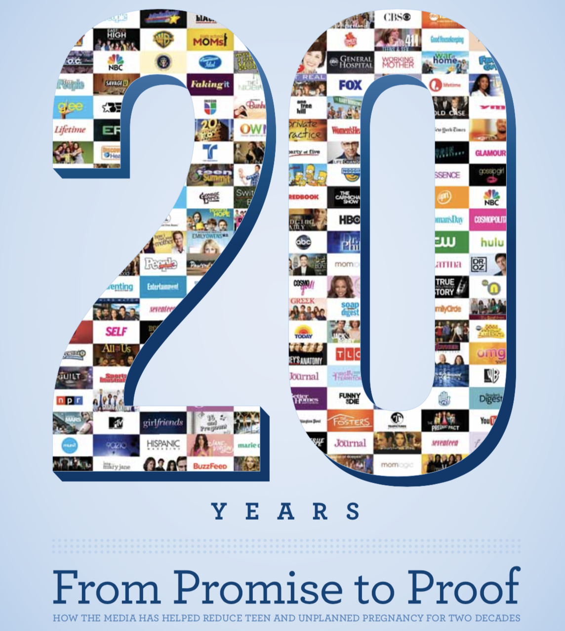 The cover of the report, "20 Years From Proof to Promise"