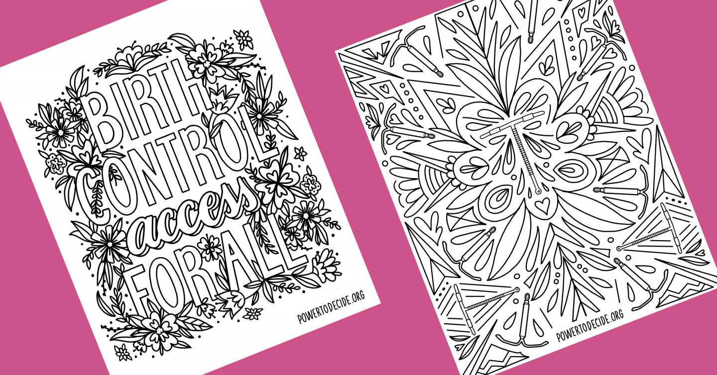 An image of two of the coloring pages available for download. 