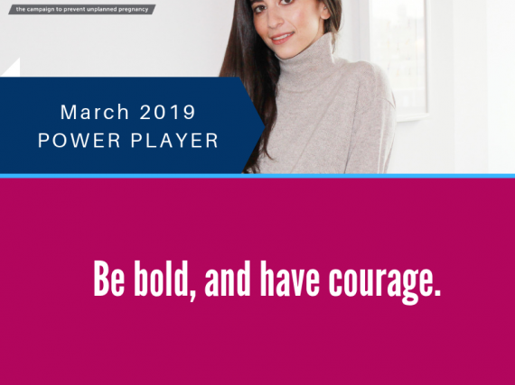 Headshot of Meika Hollender with the quote, "Be bold, and have courage."