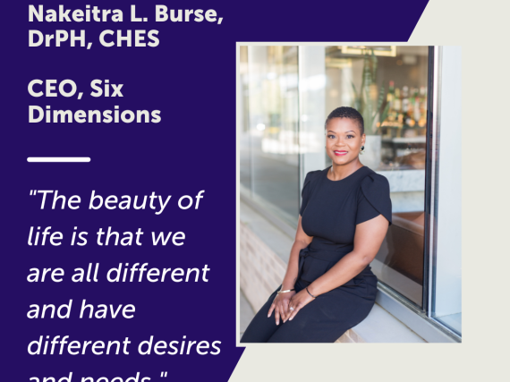 A photo of Burse and a quote from the interview, "The beauty of life is that we are all different and have different desires and needs."
