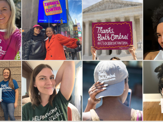 A compilation of eight photos from our 2023 #ThxBirthControl campaign. 